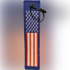Patriotic cloth keychain tag with American Flag Design
